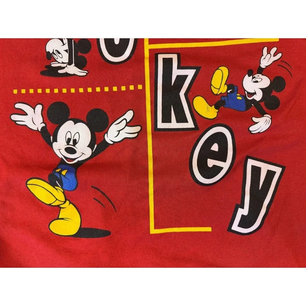 Vintage Mickey Unlimited 2X Red Graphic Oversized Sweater Long Sleeved Shirt Y2K
